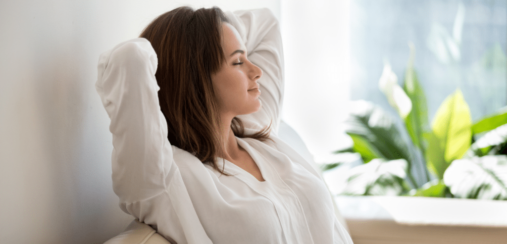 Woman in a white shirt relaxing